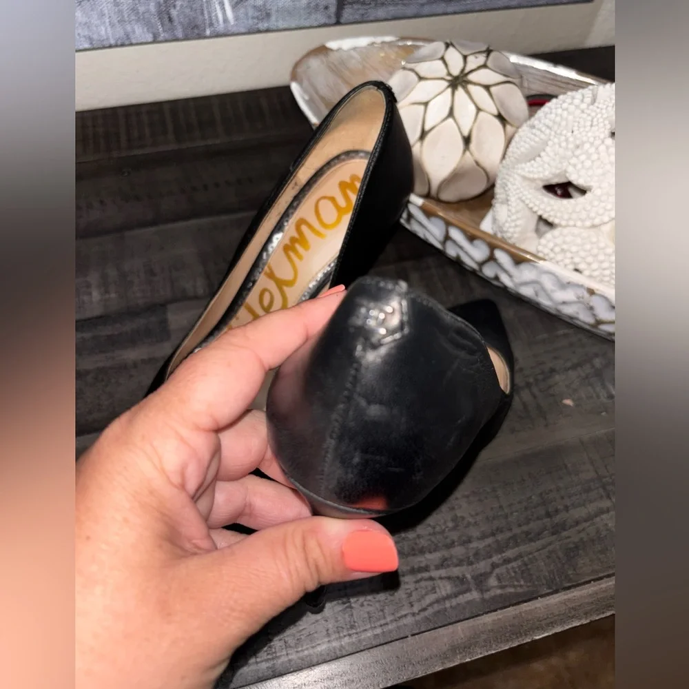 SAM EDELMAN Women's Black Leather Danna Pointed-Toe Stiletto Pumps SZ 8 - Picture 7 of 11